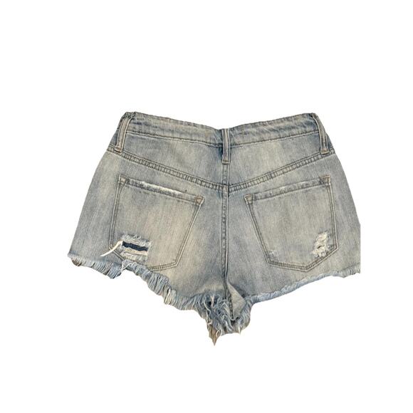 Klique B. Jean Shorts Womens Size 25 Blue Denim Pockets Distressed Hem Deets - Picture 7 of 9